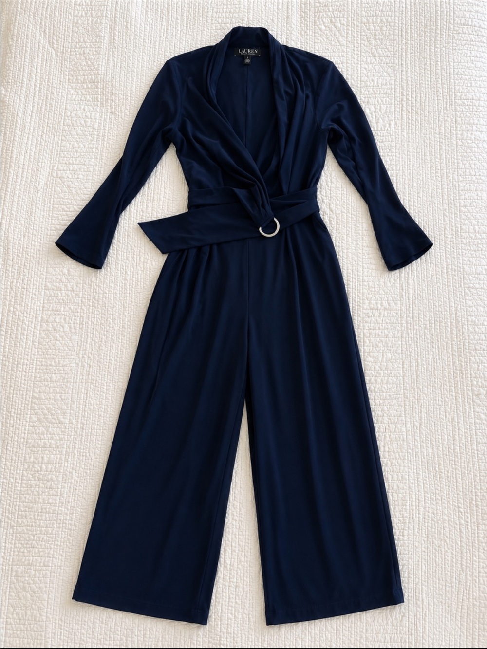 LAUREN Ralph Lauren Deep Navy Wrap-Front Belted Jumpsuit